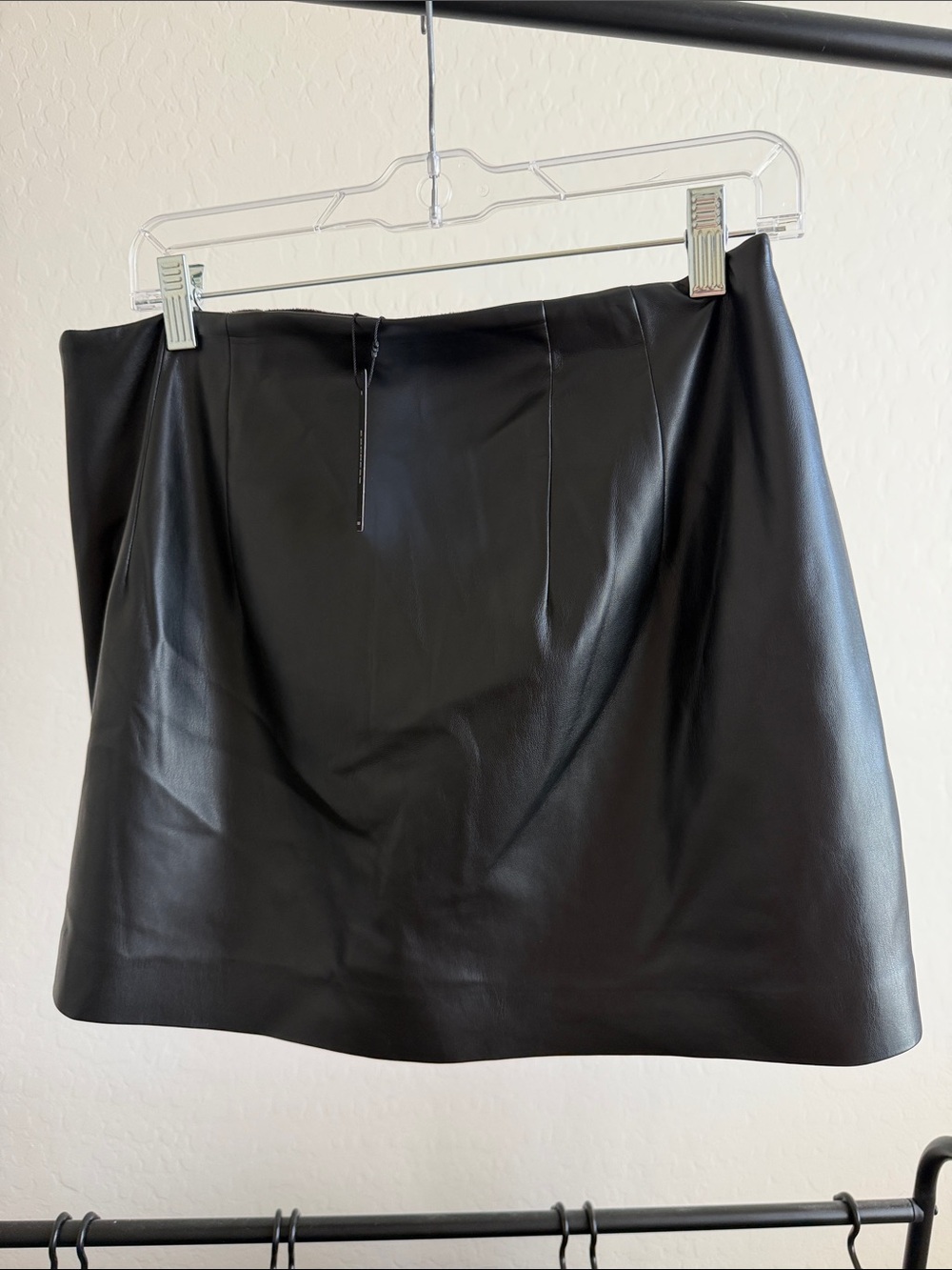 Black Faux Leather Mini Skort